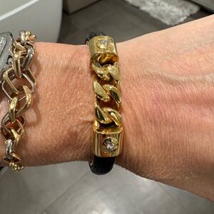 Henri Bendel Gold and Black Cuff Bracelet